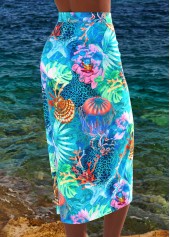 Bowknot Marine Life Print Cyan Cover Up | thumb picture 