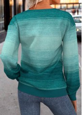 Turquoise Lace Up Ombre Long Sleeve Sweatshirt | thumb picture 