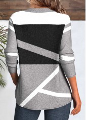 Plus Size Grey Patchwork Geometric Print T Shirt | thumb picture 