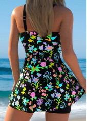 Surplice Floral Print Multi Color Swimdress and Shorts | thumb picture 