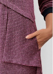 Wine Red Patchwork A Line Long Sleeve Dress | thumb picture 