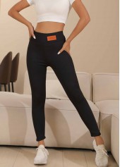 Black High Waisted Ankle Length Elastic Waist Leggings