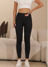 Black High Waisted Ankle Length Elastic Waist Leggings | thumb picture 