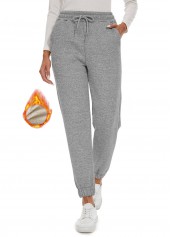 Grey Drawstring Jogger Elastic Waist High Waisted Pants