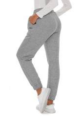 Grey Drawstring Jogger Elastic Waist High Waisted Pants | thumb picture 
