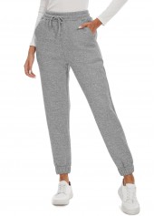 Grey Drawstring Jogger Elastic Waist High Waisted Pants | thumb picture 