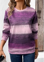 Purple Patchwork Tribal Print Long Sleeve Sweatshirt | thumb picture 