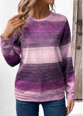 Purple Patchwork Tribal Print Long Sleeve Sweatshirt | thumb picture 