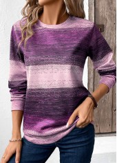 Purple Patchwork Tribal Print Long Sleeve Sweatshirt
