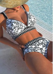 Patchwork Floral Print Black Bikini Set | thumb picture 