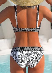 Patchwork Floral Print Black Bikini Set | thumb picture 