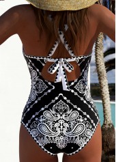 Ruched Tribal Print Black One Piece Swimwear | thumb picture 