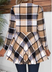 Light Coffee Plaid Long Sleeve Coat | thumb picture 