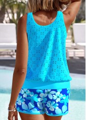 Jacquard Floral Print Light Blue Tankini Set | thumb picture 