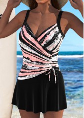 Surplice Striped Black One Piece Swimdress | thumb picture 