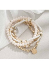 Beige Round Beaded Stretch Detail Bracelet | thumb picture 