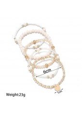 Beige Round Beaded Stretch Detail Bracelet | thumb picture 