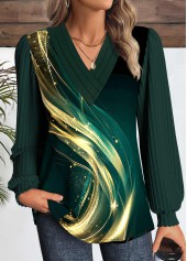 Blackish Green Patchwork Dazzle Colorful Print T Shirt