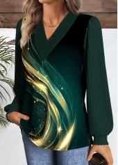 Blackish Green Patchwork Dazzle Colorful Print T Shirt | thumb picture 