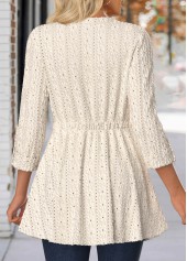 Beige Lace 3/4 Sleeve Round Neck Coat | thumb picture 