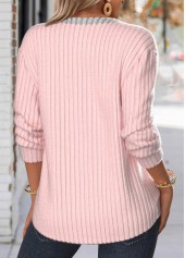 Light Pink Button Long Sleeve Split Neck Sweatshirt | thumb picture 