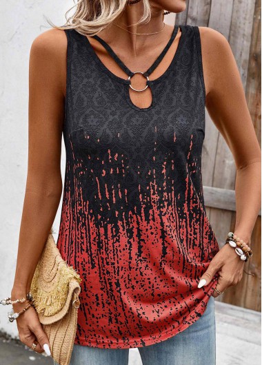 Plus Size Dark Grey Marl Circular Ring Tank Top