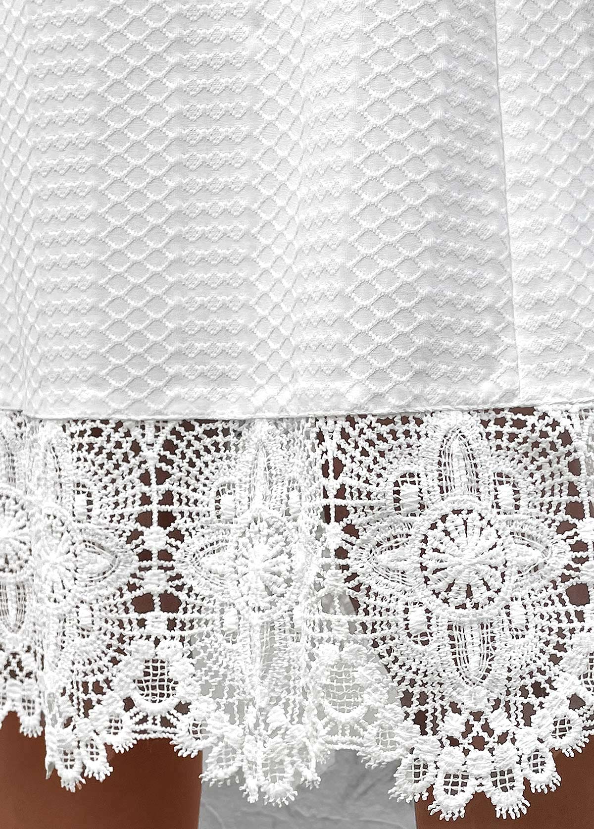 White Patchwork A Line 3/4 Sleeve V Neck Dress | picture 