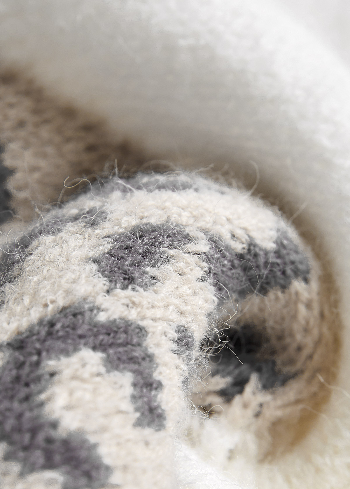 Light Camel Patchwork Leopard Long Sleeve V Neck Sweater | picture 