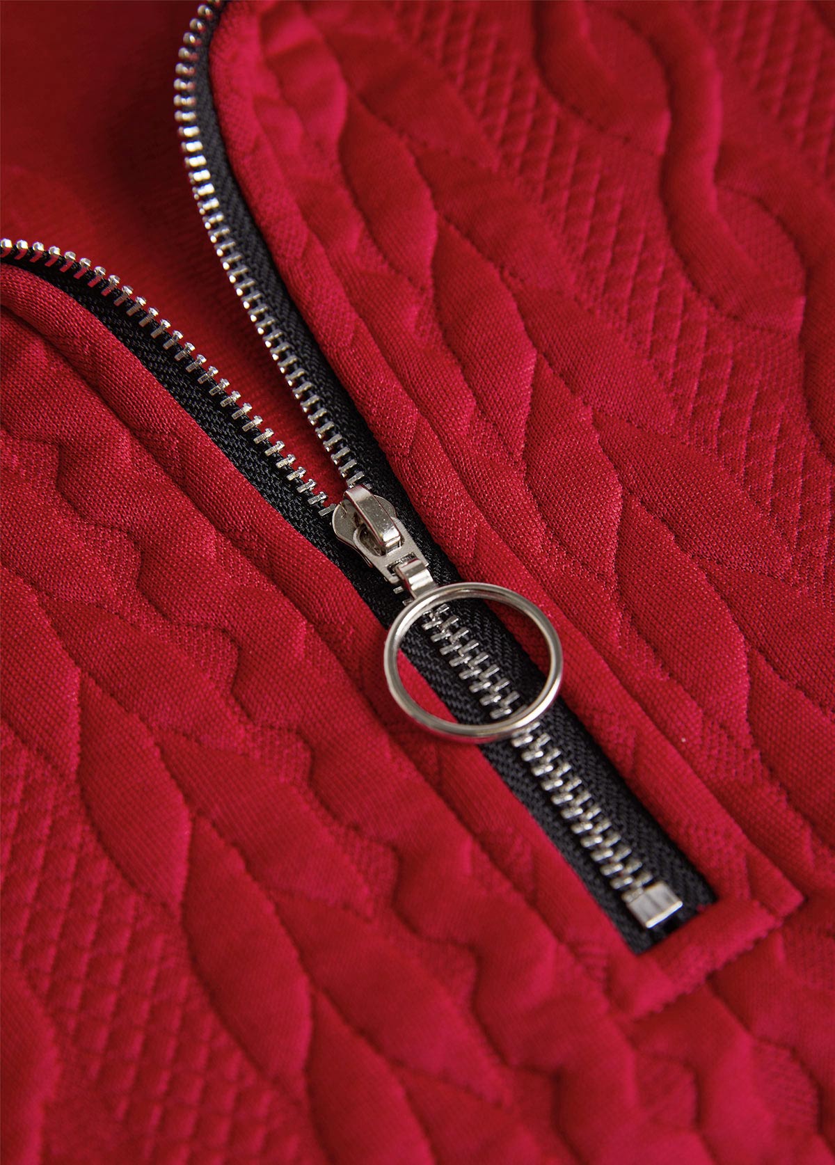 Red Patchwork Plaid Long Sleeve Turn Down Collar Sweatshirt | picture 