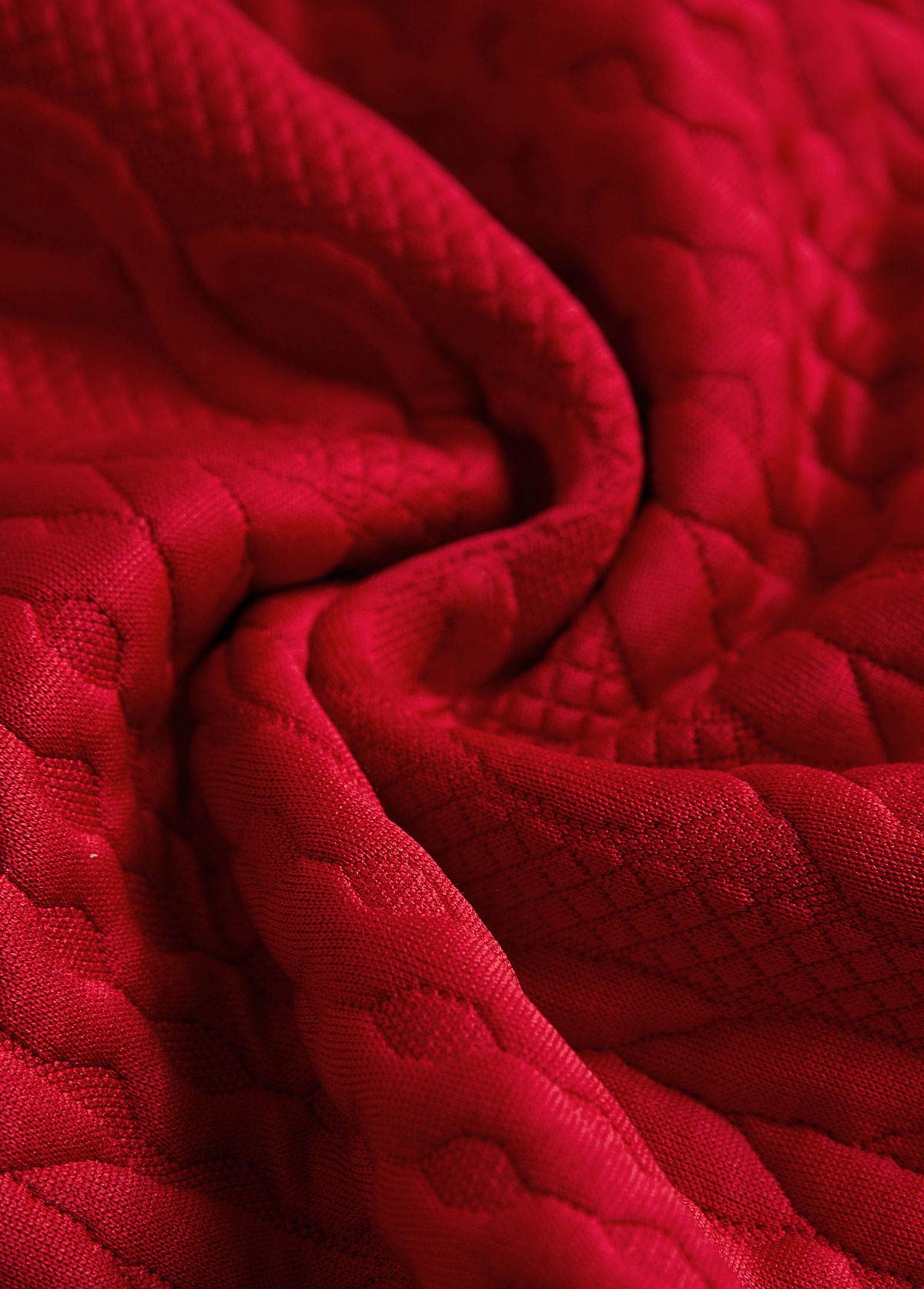 Red Patchwork Plaid Long Sleeve Turn Down Collar Sweatshirt | picture 