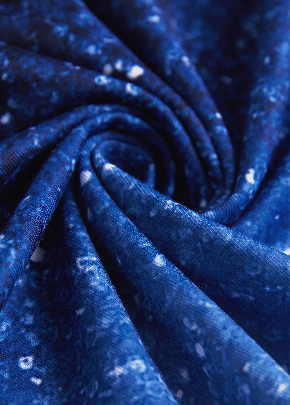 Blue Patchwork Ombre Long Sleeve Round Neck T Shirt | picture 