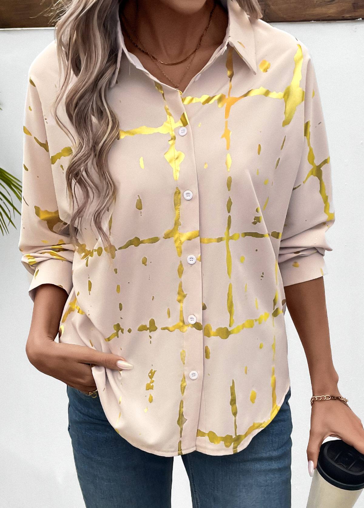 Light Coffee Tummy Coverage Long Sleeve Shirt | picture 