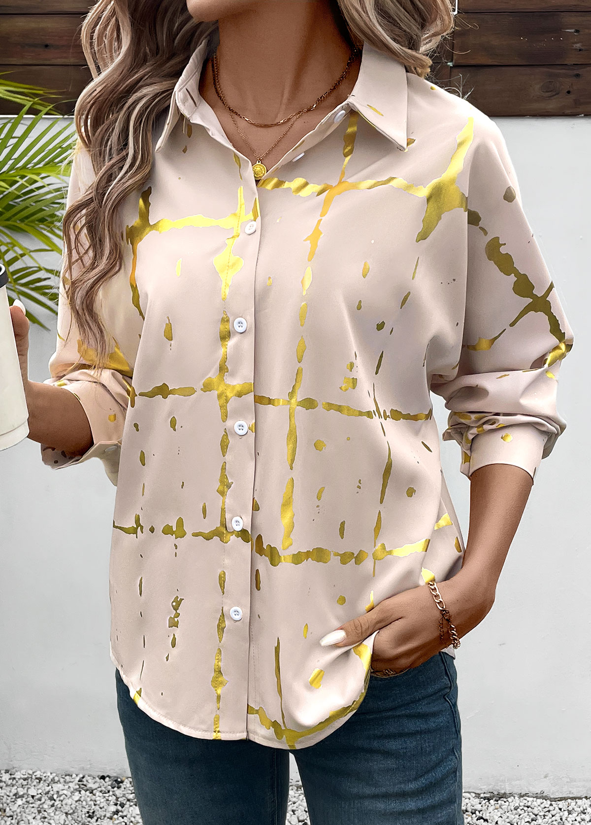 Light Coffee Tummy Coverage Long Sleeve Shirt | picture 