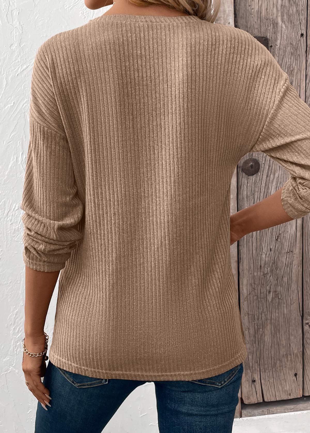 Light Coffee Tummy Coverage Long Sleeve T Shirt | picture 