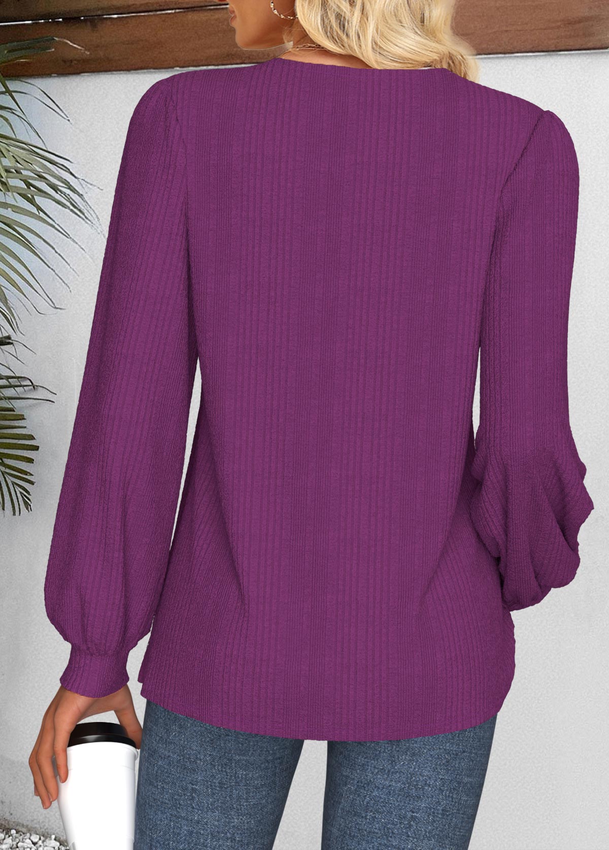 Purple Split Long Sleeve T Shirt | picture 