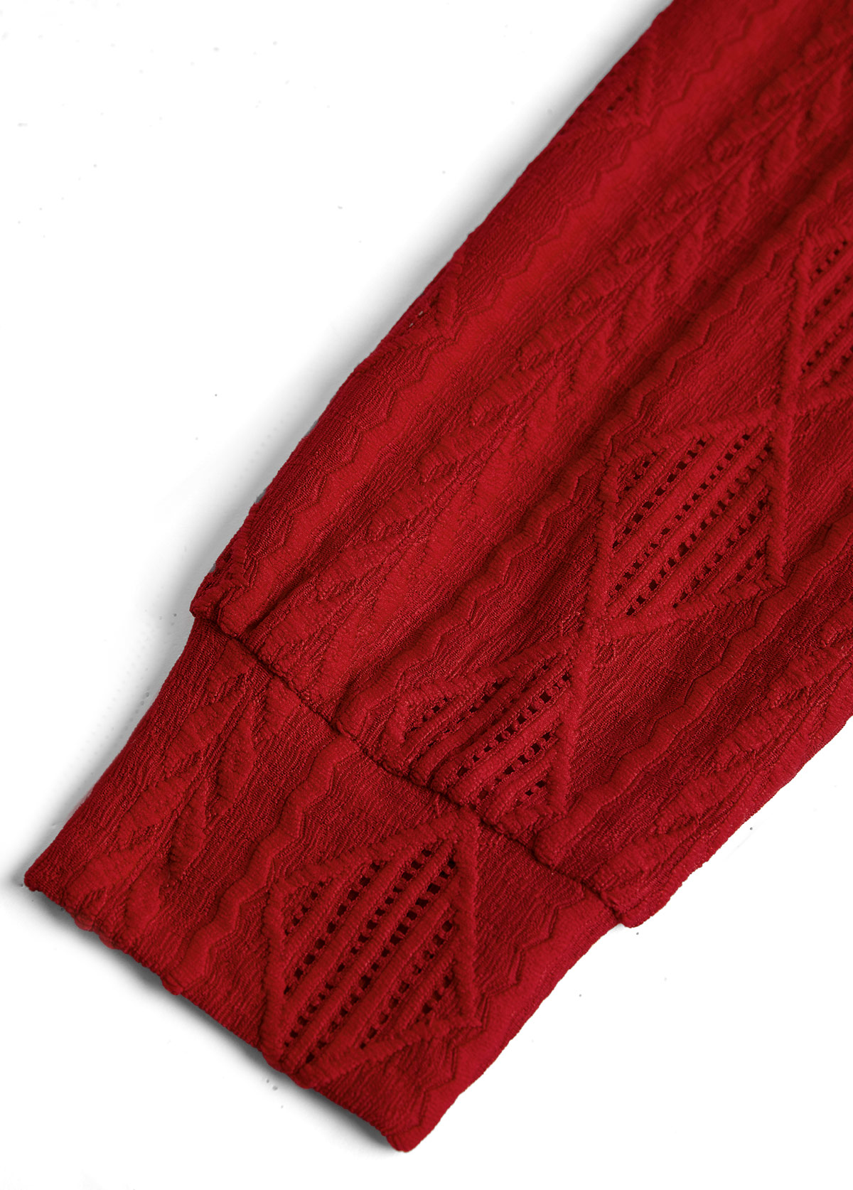 Wine Red Lace Long Sleeve Turn Down Collar Blouse | picture 