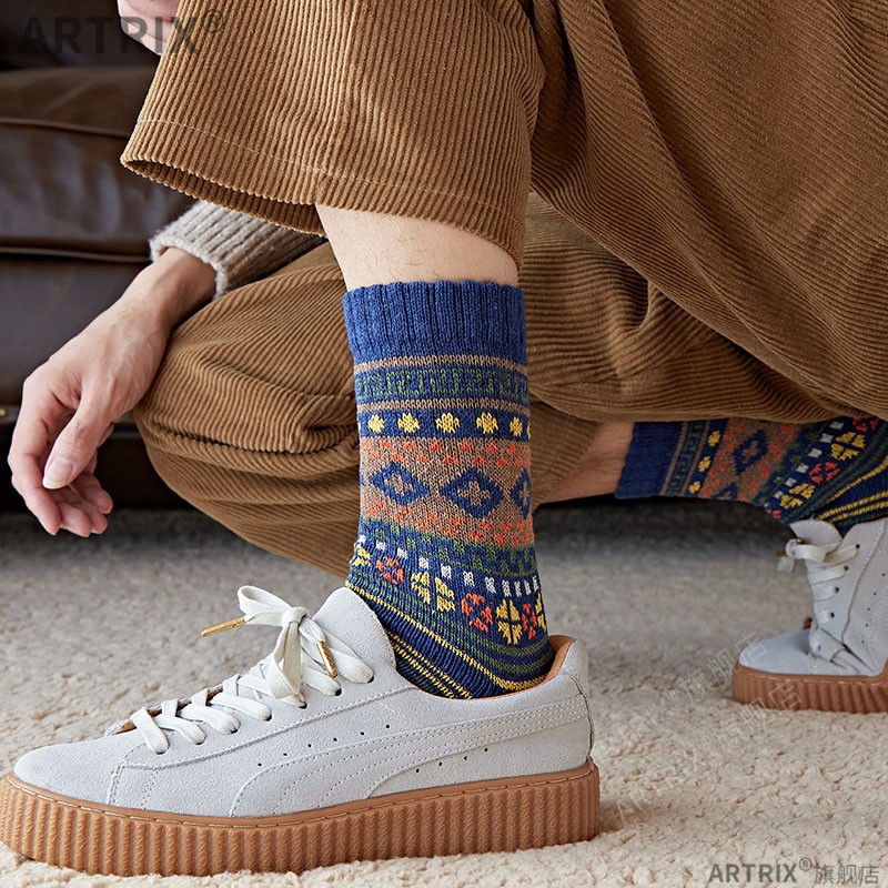 Multi Color Geometric Print Mid Calf Socks | picture 