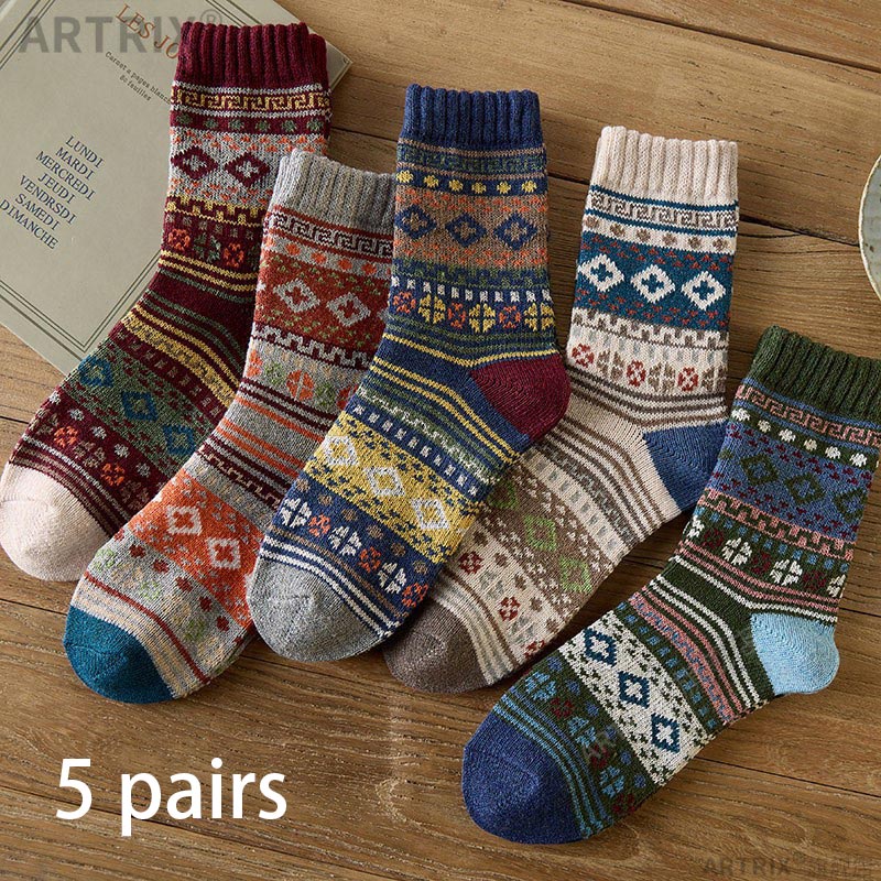 Multi Color Geometric Print Mid Calf Socks | picture 