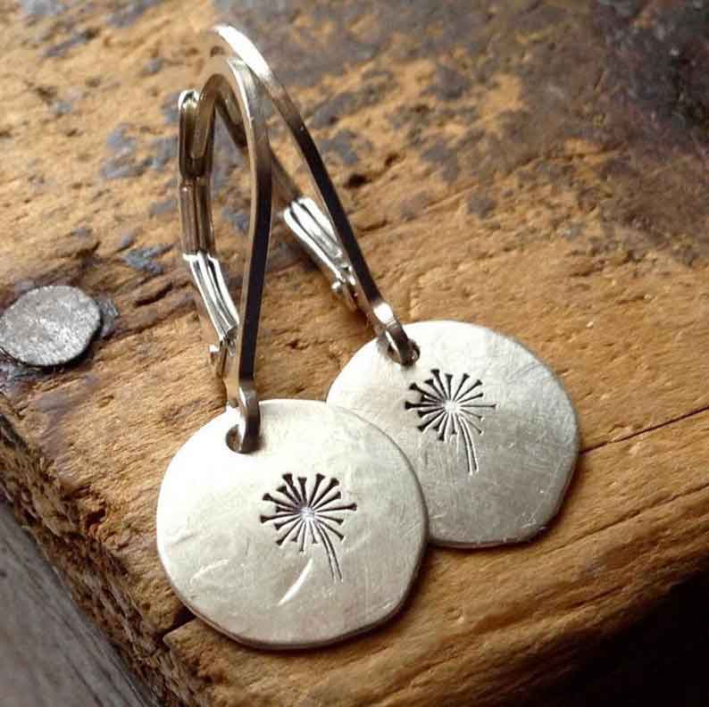 Silver Dandelion Design Plant Alloy Earrings | picture 