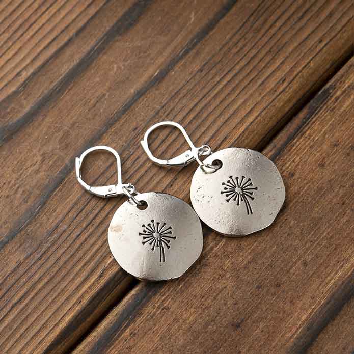 Silver Dandelion Design Plant Alloy Earrings | picture 