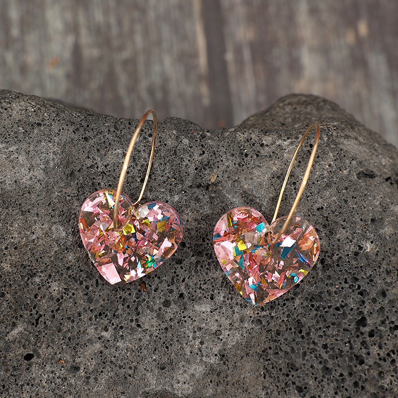 Light Pink Geometric Heart Polyresin Earrings | picture 