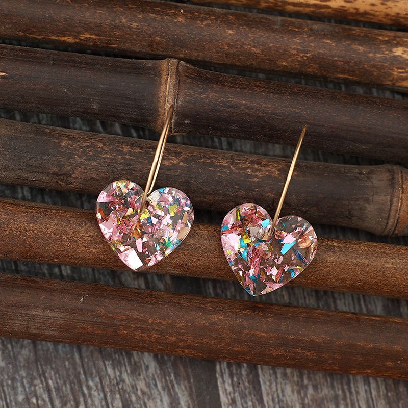 Light Pink Geometric Heart Polyresin Earrings | picture 