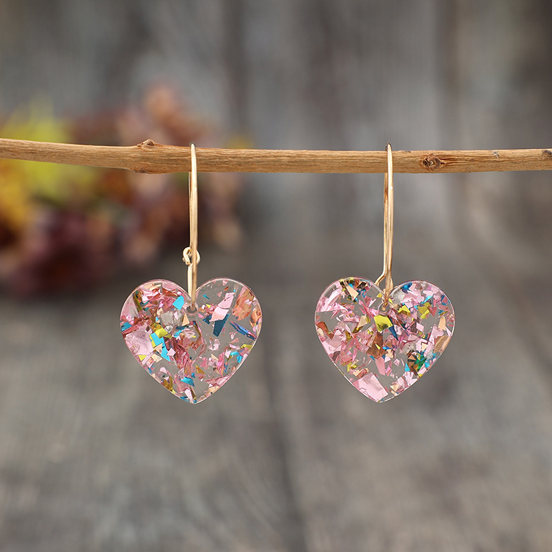 Light Pink Geometric Heart Polyresin Earrings | picture 