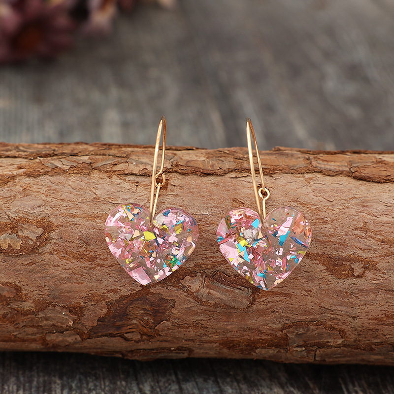 Light Pink Geometric Heart Polyresin Earrings | picture 