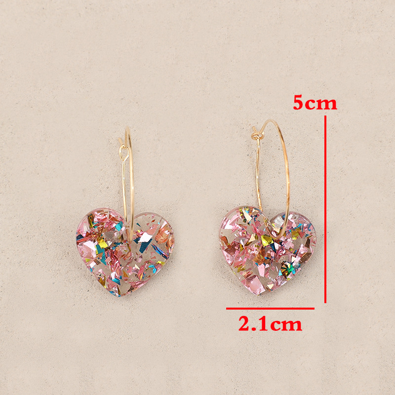 Light Pink Geometric Heart Polyresin Earrings | picture 