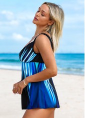 Patchwork Mid Waisted Ombre Blue Tankini Set | thumb picture 