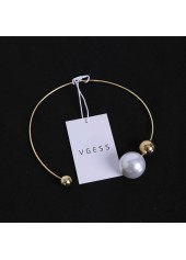 Gold Asymmetrical Pearl Design Metal Necklace | thumb picture 