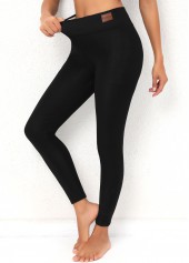 Black Fleece Thickening Elastic Waist Leggings | thumb picture 