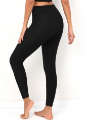 Black Fleece Thickening Elastic Waist Leggings | thumb picture 