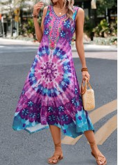 Purple Handkerchief Hem Tie Dye Print Dress | thumb picture 